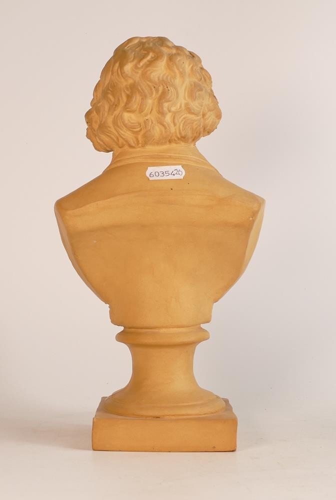 Earthenware bust of Ludwig van Beethoven on square foot socle. Height: 28.5cm - Image 3 of 5