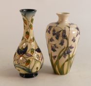 Moorcroft Bluebell Harmony vase, boxed ( silver lined) together with Sweet Thief vase by Rachel