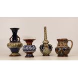 A collection of Doulton Lambeth stoneware twin handled vase floral decorated, together with a