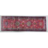 An Eastern Geometric Pattern Runner. Wear and Fraying Noted. Length: 230cm Width: 72cm