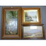 Three Victorian and Later Gilt Framed Oil on Canvas Landscapes. One Forest Path Scene indisticntly