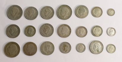 Pre 1947 UK 50% silver coins, .500 grade - 178.7g.