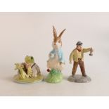 Beswick Beatrix potter figures to include Mr Jeremy Fisher, Peter Rabbit 100 years and Farmer