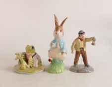 Beswick Beatrix potter figures to include Mr Jeremy Fisher, Peter Rabbit 100 years and Farmer