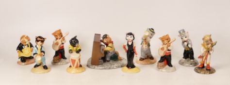 Ten Beswick novelty cat band figures from the Cat Chorus series. All boxed