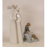 Lladro figure The Nuns 4611 together with young girls with rabbits 1026 Height of tallest 33cm