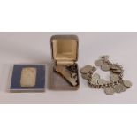a collection of Silver jewellery, including Silver bracelet with pre-1947 silver threepences,