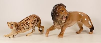 Beswick lion and Cheetah. Boxed (2)