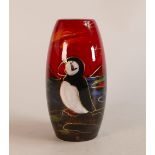 Anita Harris Puffin Skittle Vase, Gold Signed, height 17cm