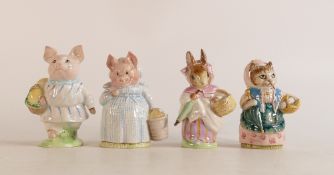 Four Beswick Beatrix Potter BP2 figures to include Cousin Ribby, Mrs Rabbit, Aunt Pettitoes and