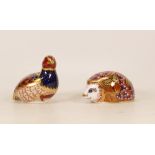 Royal Crown Derby paperweights Orchard Hedgehog and limited edition Partridge (boxed), gold