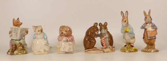 Royal Albert BP6 Beatrix Potter Figures Mrs Tiggywinkle Takes Tea, The Christmas Stocking, Peter