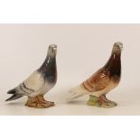 Two Beswick pigeons one grey, one brown. Second version (2)
