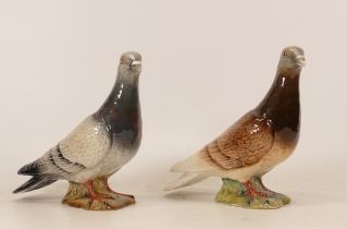 Two Beswick pigeons one grey, one brown. Second version (2)