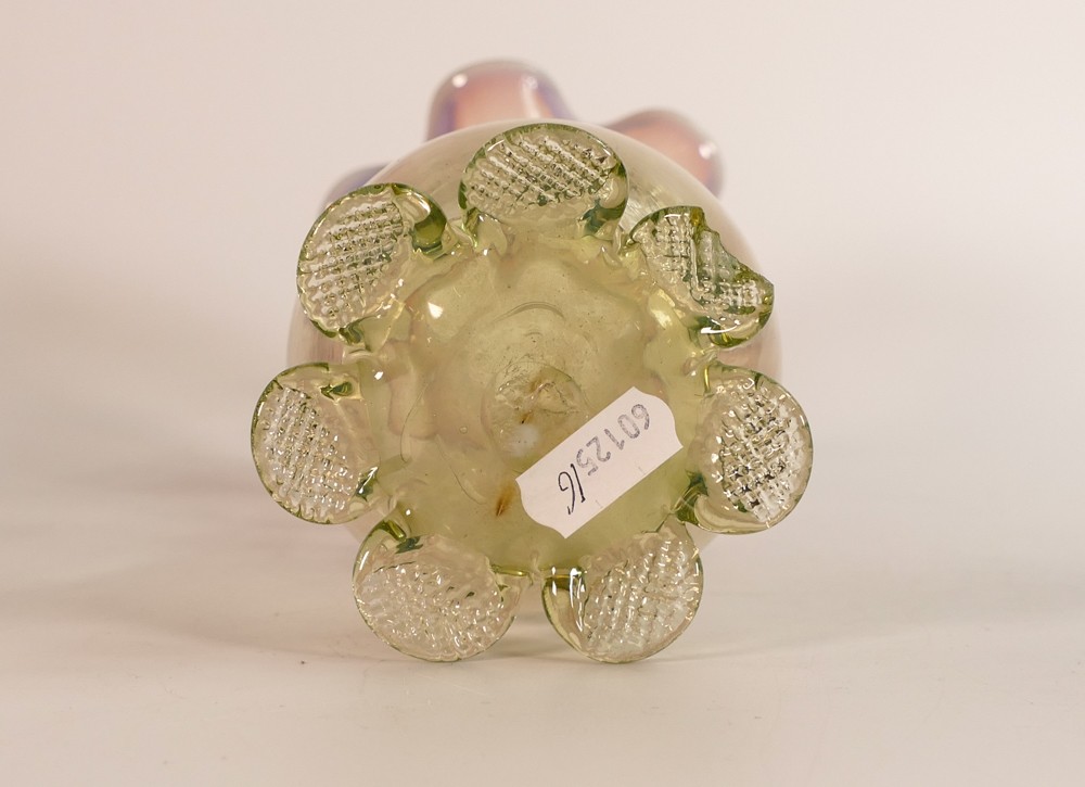 19th century Vaseline glass vase, tiny chip to base, height 21cm - Bild 4 aus 4