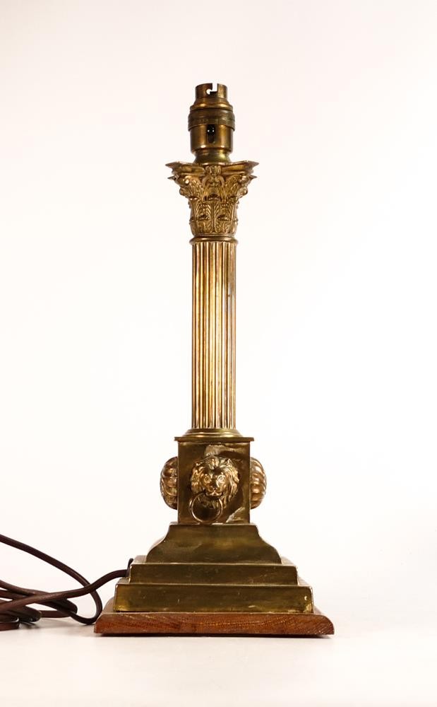 Victorian Corinthian column Brass lamp base converted from a candlestick. Fluted column with - Image 4 of 6