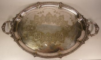 Henry, Edward and Frank Atkin Silverplate Butlers Tray. Stamped 754 to rear. Length: 64cm