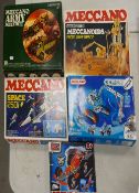 A collection of Meccano Kits to include Army Multikit, Motorised Meccaniodies from Deep Space, Space