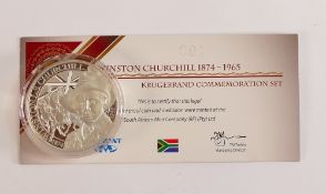 Winston Churchill heavy solid sterling silver proof medallion, weight 33.62g, with certificate.