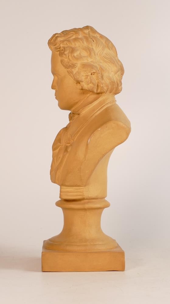 Earthenware bust of Ludwig van Beethoven on square foot socle. Height: 28.5cm - Image 2 of 5