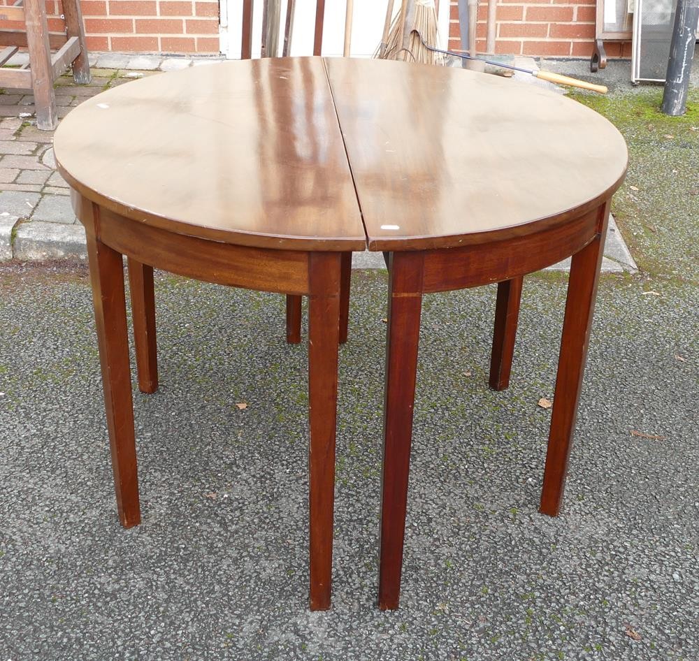 19th century Mahogany pair of D-End tables, combined diameter 106cm & height 72cm - Image 2 of 3
