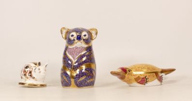 Royal Crown Derby paperweights Koala, Duck Billed Platypus and Imari Piglet ,gold stopper