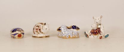 Royal Crown Derby paperweights Millennium Bug, Piglet, Mum and Charlotte (no stopper) and a Pair