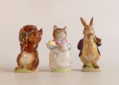 Three Beswick Beatrix Potter BP2 figures to include Mr. Benjamin Bunny, Ribby and Squirrel Nutkin (