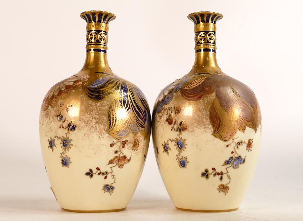 Royal Crown Derby pair of 2553 vases together with Imari 1128 pattern 16cm plate (3) - Image 4 of 5