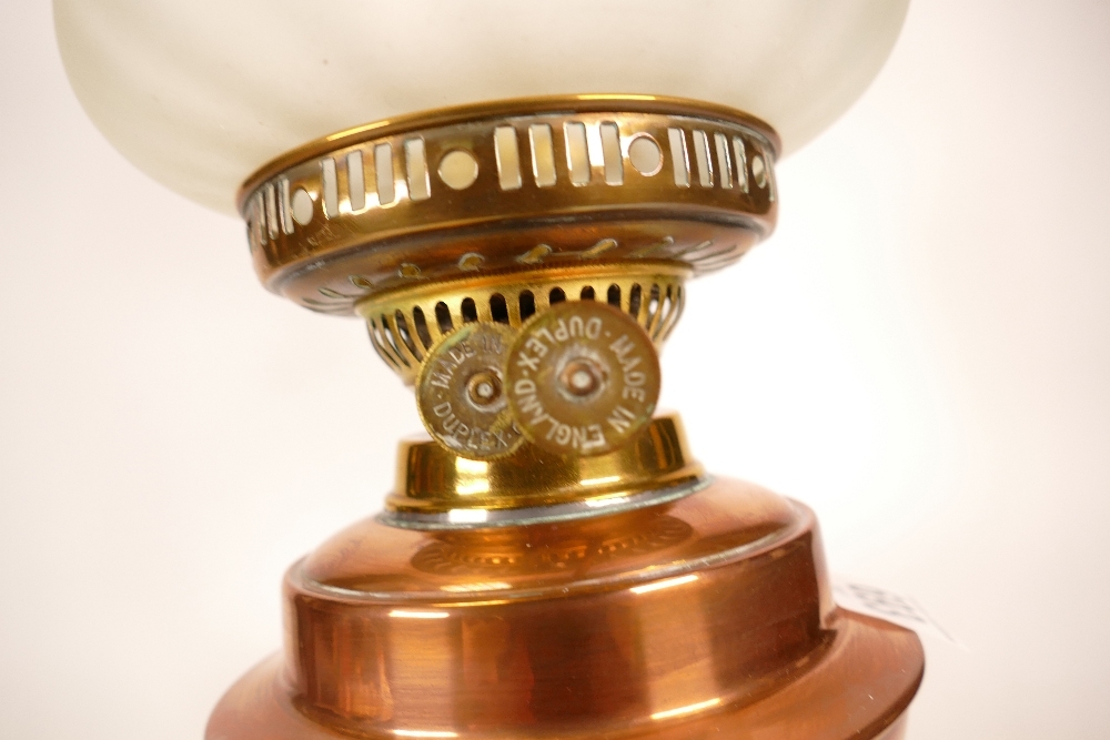 Early 20th Century Duplex copper and brass oil lamp, height 48cm - Image 2 of 2