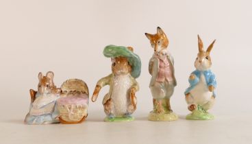 Four Beswick Beatrix Potter BP2 figures to include Peter Rabbit, Foxy Whiskered Gentlemen,