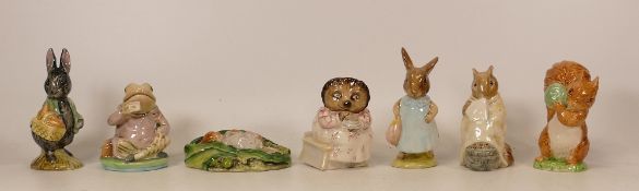 Beswick Beatrix potter figures to include Mrs Flopsy Bunny, Timmy Willie Sleeping, Mrs Tiggy Winkle,