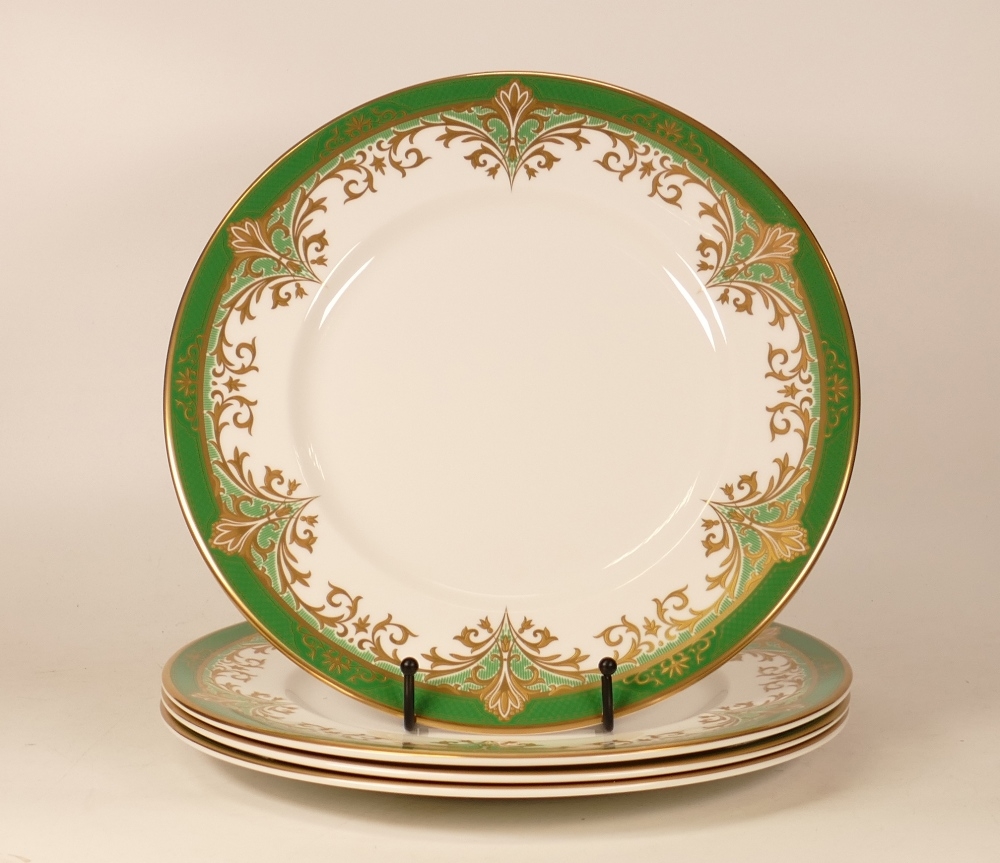 Four De Lamerie Fine Bone China heavily gilded Special Commission Dinner Plates , specially made