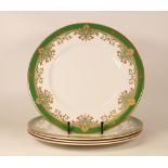 Four De Lamerie Fine Bone China heavily gilded Special Commission Dinner Plates , specially made