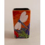 Anita Harris Dragonfly Reeds & Iris Sqaure Vase,Gold Signed, height 11.5cm