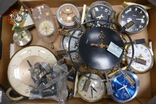 A collection of clocks and watches to include Presta alarm clock, Westclox, Bayard, Jock, Smiths,