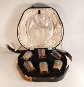 Cased set of six silver plated beakers. Pidduck Jewellers Hanley , box in need of repair