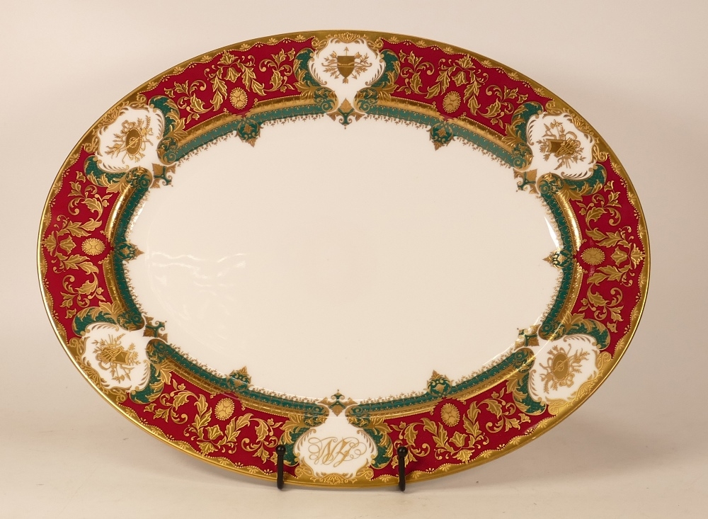 Large De Lamerie Fine Bone China heavily gilded Special Commission with Personal Motif for AL Mirqab