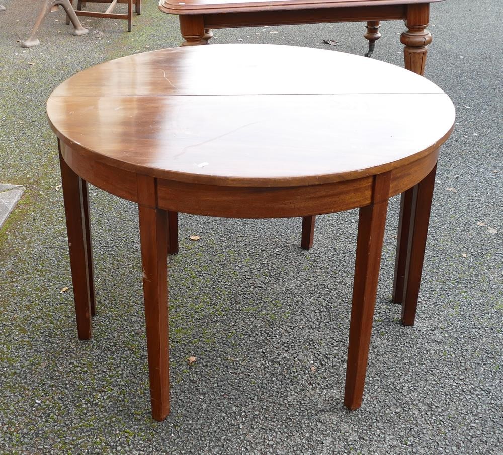 19th century Mahogany pair of D-End tables, combined diameter 106cm & height 72cm - Image 3 of 3