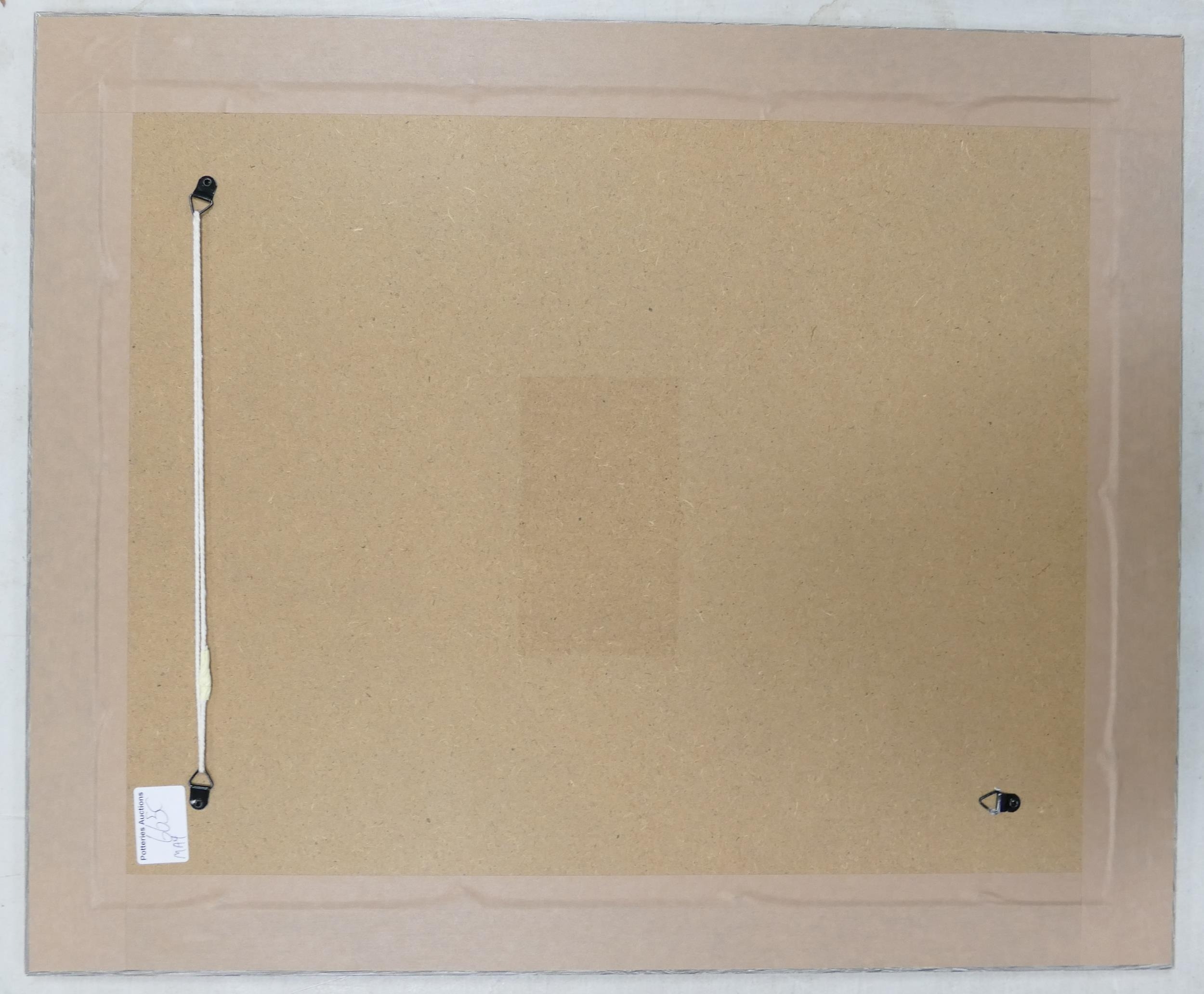 Gordon Barker (English, 20th Century) A Beachhut Seaside Town Scene. Acrylic on Paper, Framed Behind - Image 3 of 3