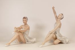 Two Royal Dux Ballerina figurines by Vladimir David. (2)