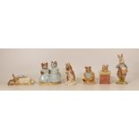 Royal Albert Beatrix Potter figures to include No more twist , Mittens & Moppet , Old Mr Bouncer ,