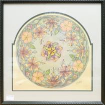 Moorcroft Limited edition Oberon Patterned Rachel Bishop Print, frame size 51.5cm x 51.5cm