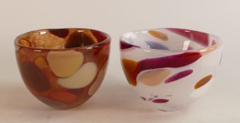 Two Shakespeare multi coloured studio glass bowls. Diameter 12cm (2)