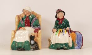 Royal Doulton character figures Forty winks HN1974 and Silks n ribbons (2)