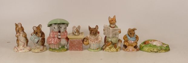 Royal Albert Beatrix Potter BP6 figures to include Goody and Tommy Tiptoes, Foxy Reading, Hunca
