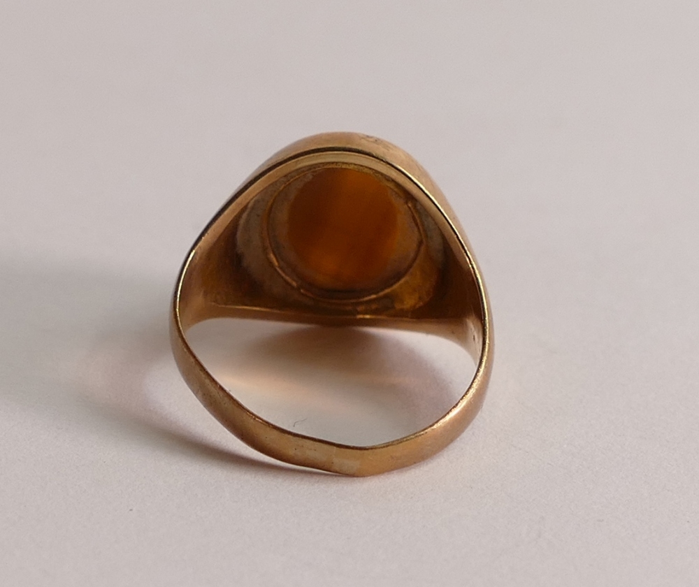 9ct gold ring set with brown oval stone,size M, 4.2g. - Image 2 of 3