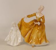 Royal Doulton lady figures Kirsty HN2381 and unpainted Dinky Do Hn1678 (2)