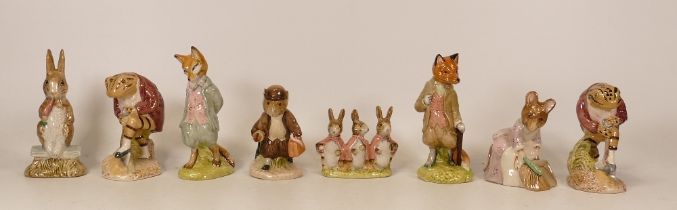 Beswick Beatrix potter figures to include Mr Jeremy Fisher digging x2, Fierce bad Rabbit, Foxy