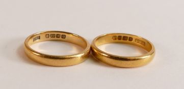 Two 22ct gold wedding rings, sizes K/L, 6.8g
